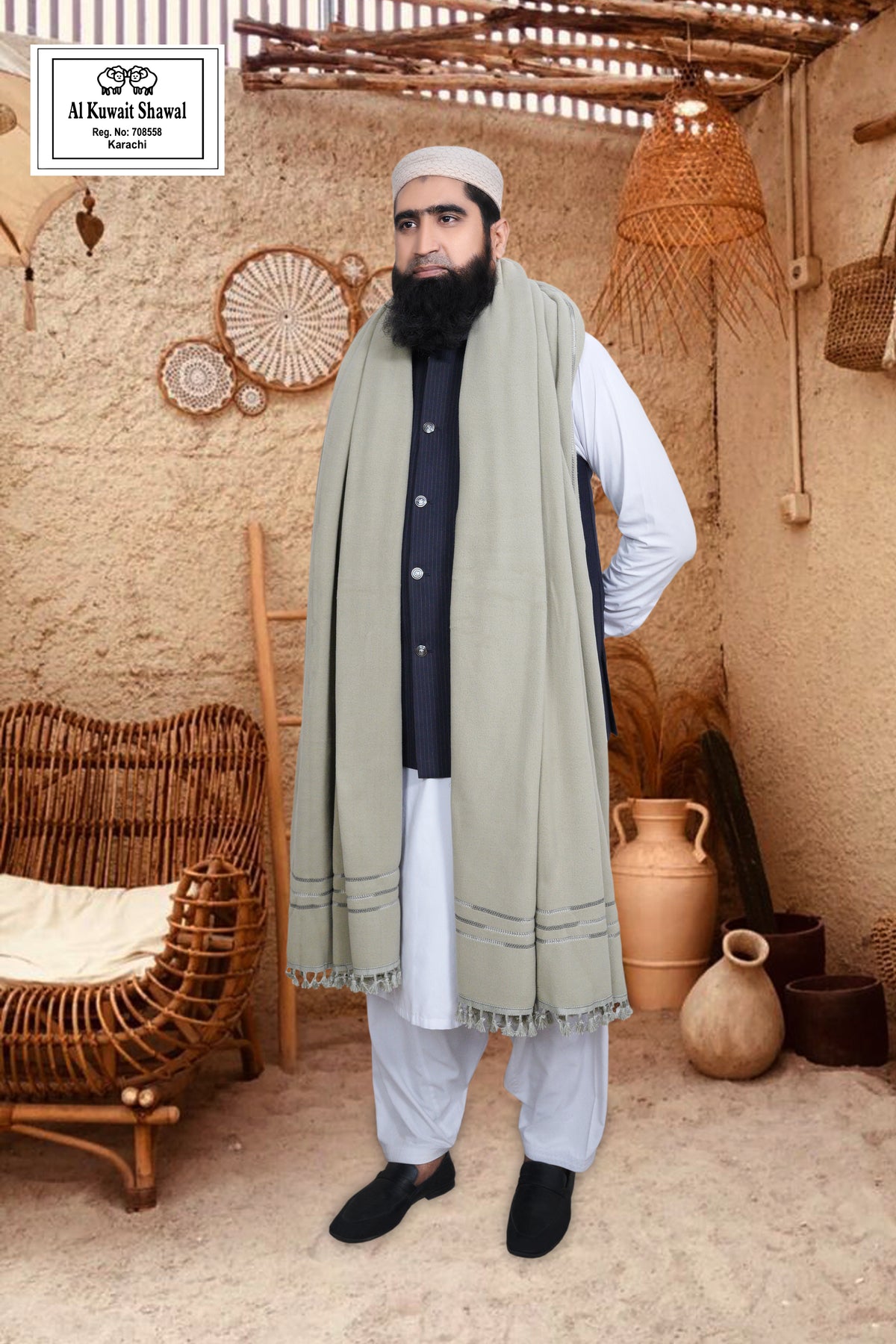 Premium Beige Diamond Shawl