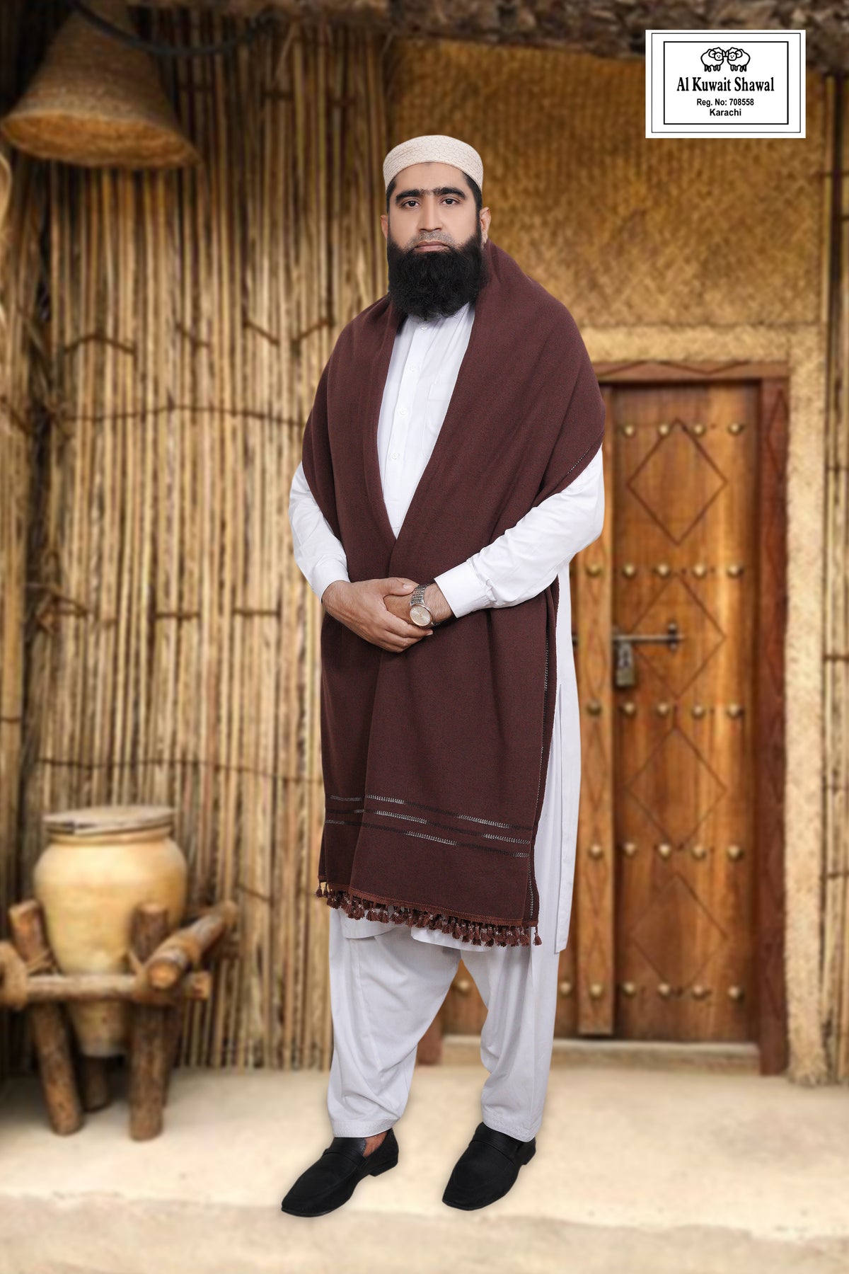 Premium Dark Brown Diamond Shawl