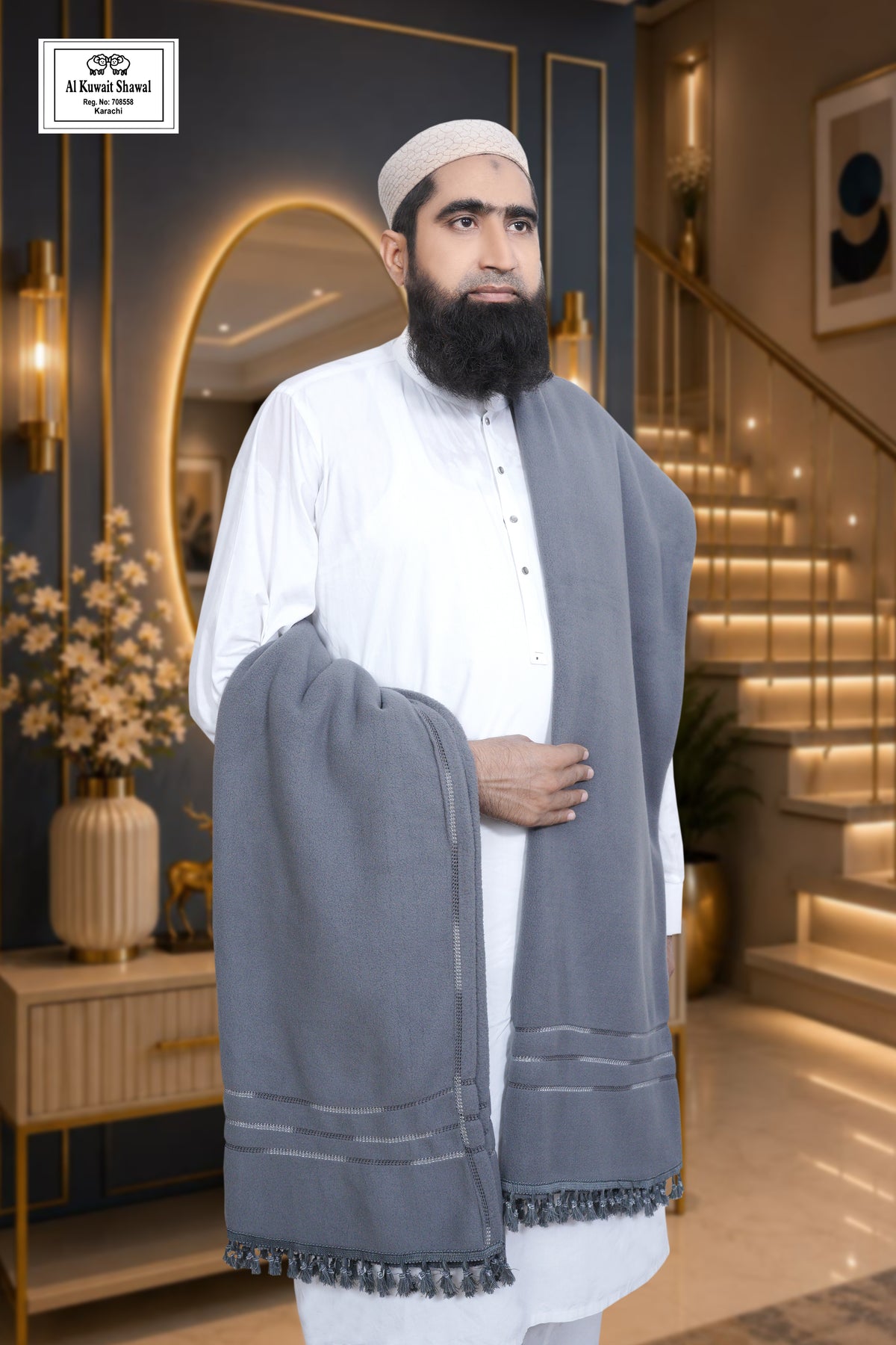 Premium Grey Diamond Shawl